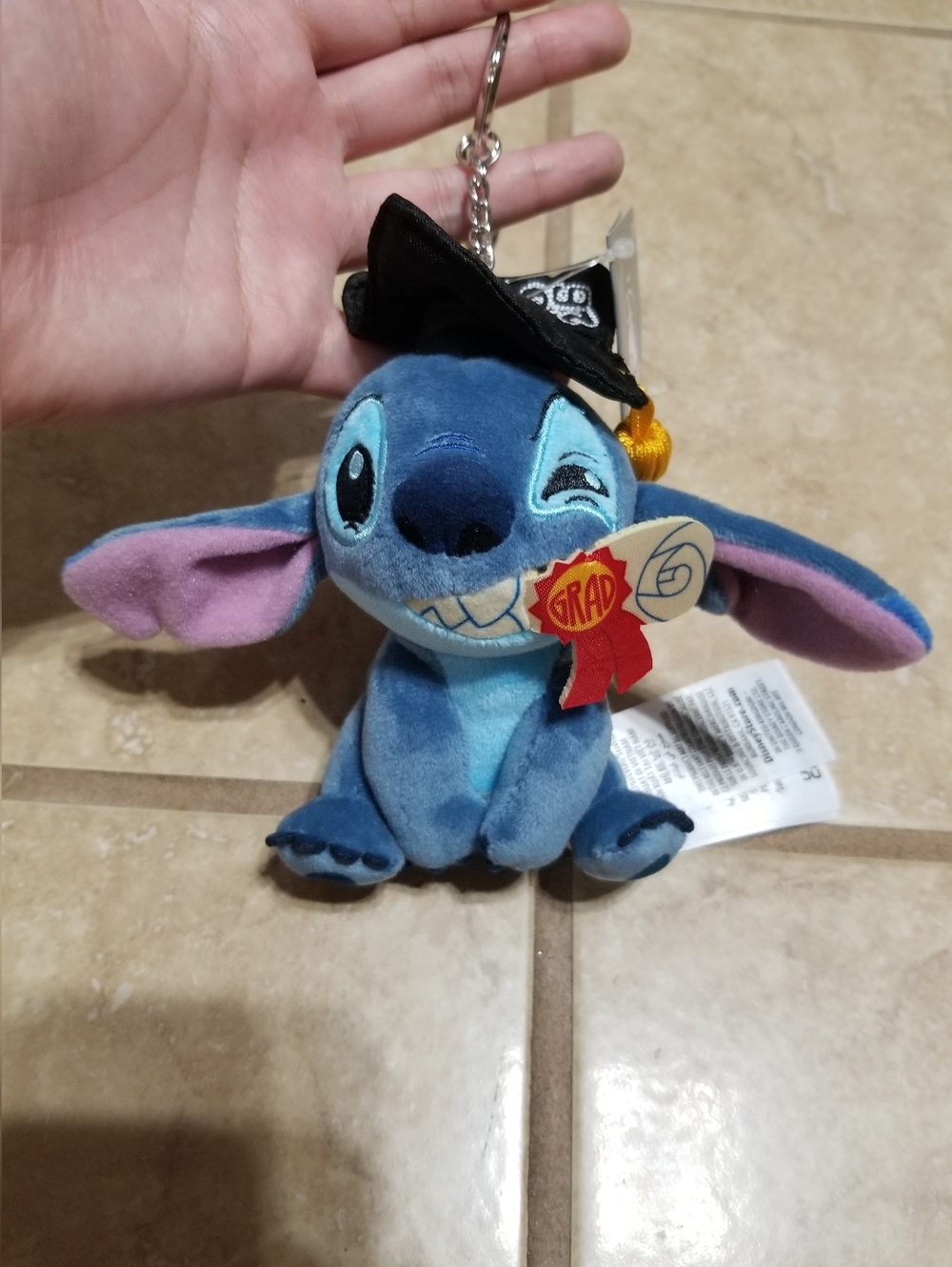Disney 2026 Graduation Stitch 4 Inch Plush Keychain Bag Charm